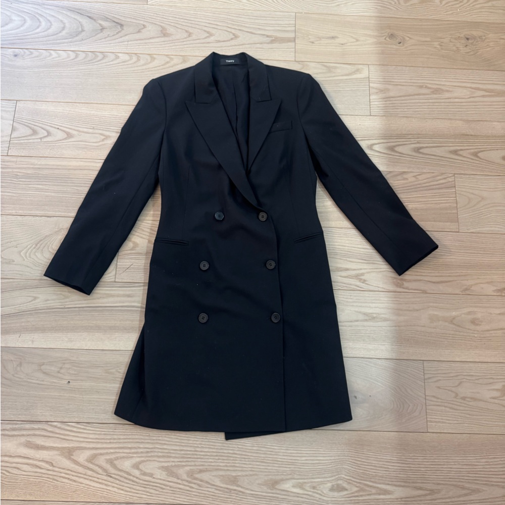 Theory Black Double-Breasted Blazer
